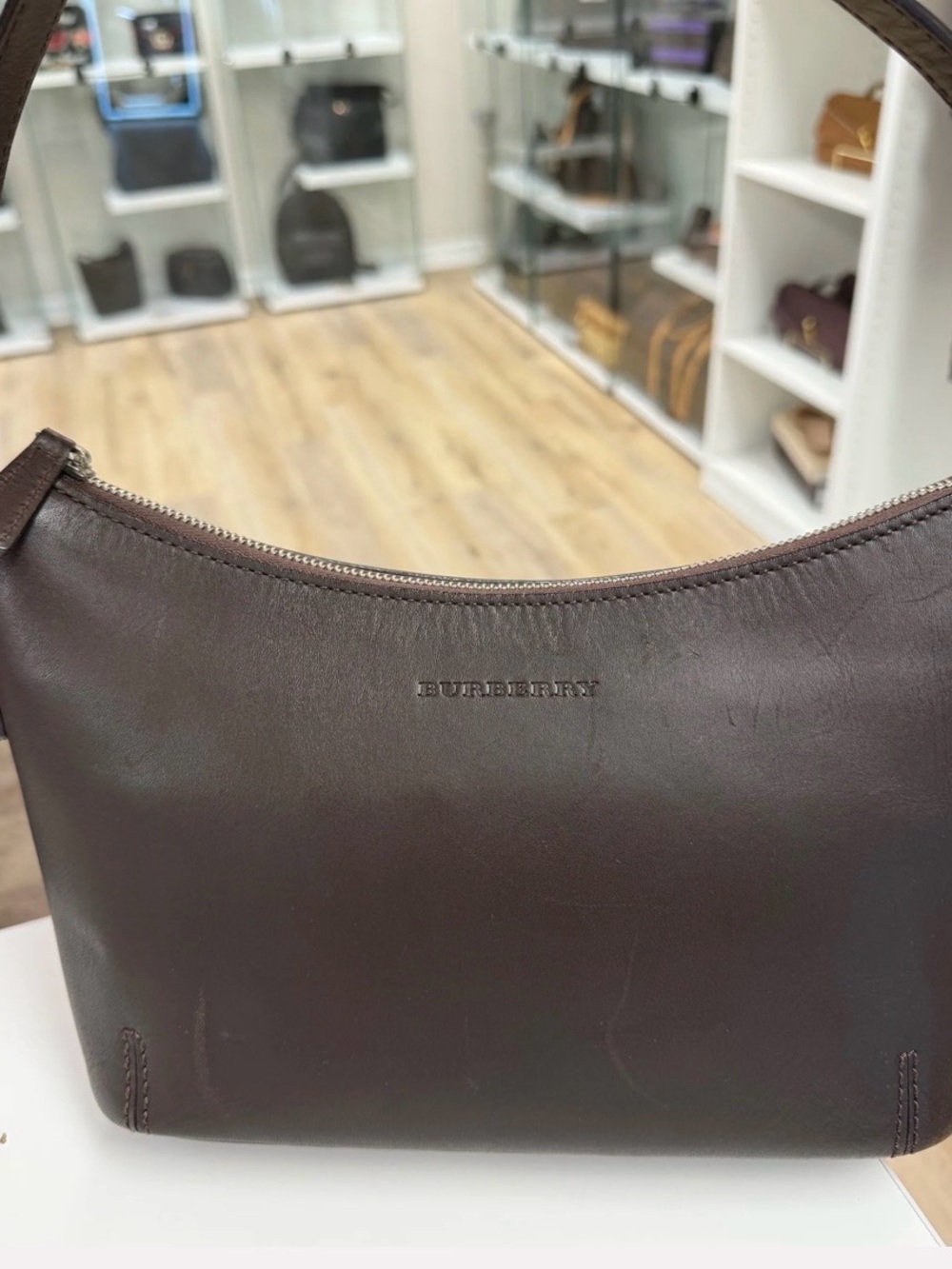 Burberry Dark Brown Leather Shoulder Bag - Picture 5 of 5